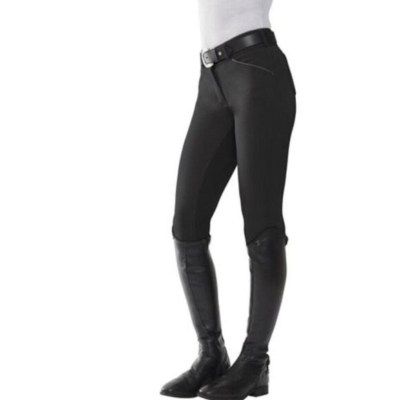 Dover Saddlery Womens Basic II Breech Knee Patch Riding Pants 34R Black AN NWT - Picture 2 of 10